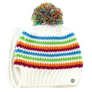 Spyder Bittersweet Beanie‎ Rainbow Pom Pom Unisex One Size Knit Gorpcore